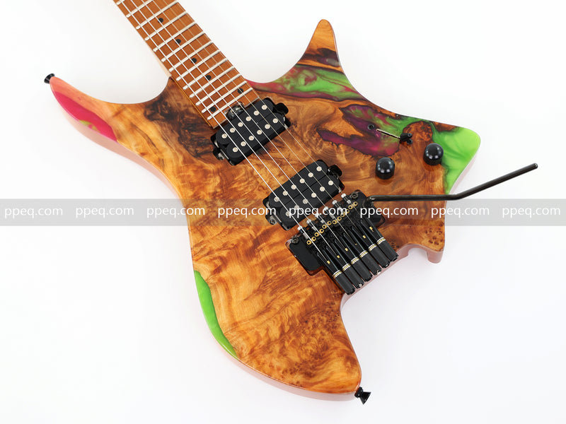 6-String Tapered Neck ResinBurl Body Headless Electric Guitar (PHG-011)