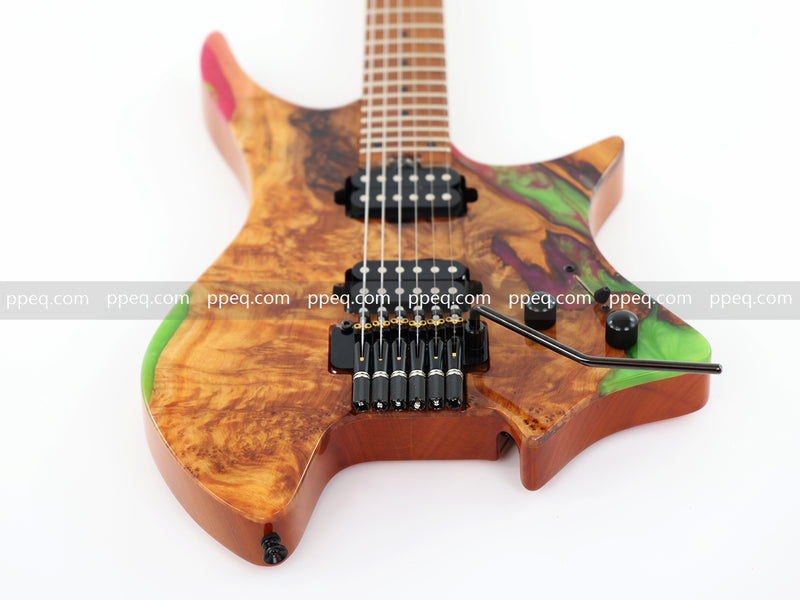 6-String Tapered Neck ResinBurl Body Headless Electric Guitar (PHG-011)
