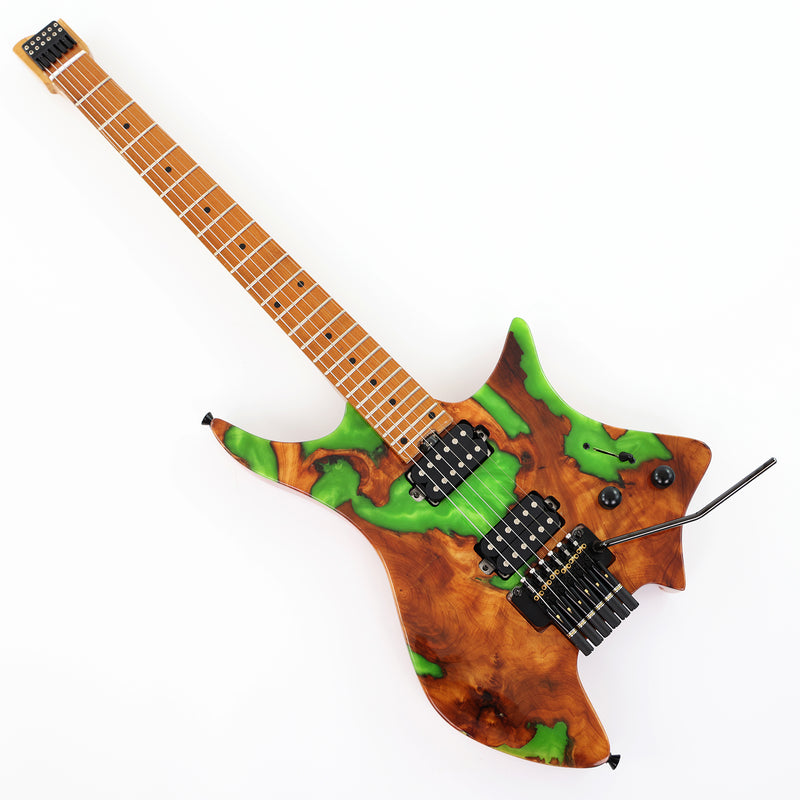 6-String Tapered Neck ResinBurl Body Headless Electric Guitar (PHG-012)