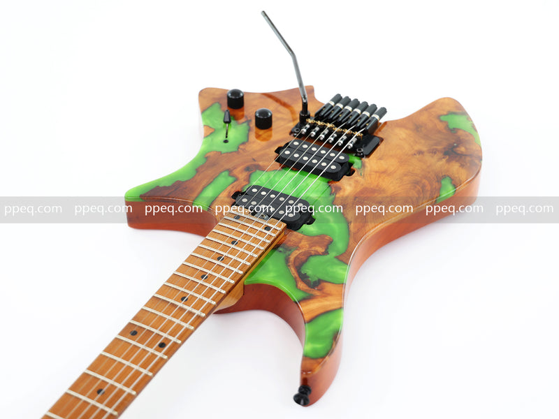 6-String Tapered Neck ResinBurl Body Headless Electric Guitar (PHG-012)