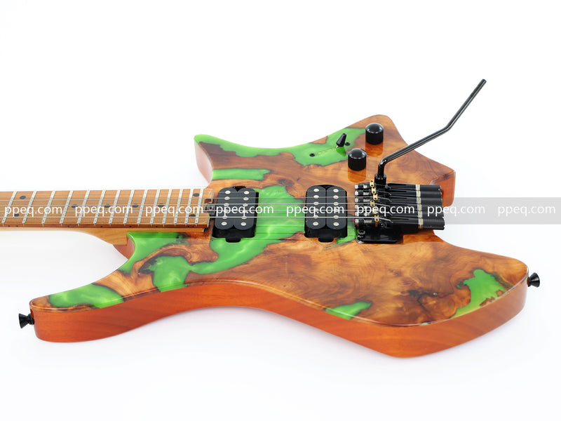 6-String Tapered Neck ResinBurl Body Headless Electric Guitar (PHG-012)