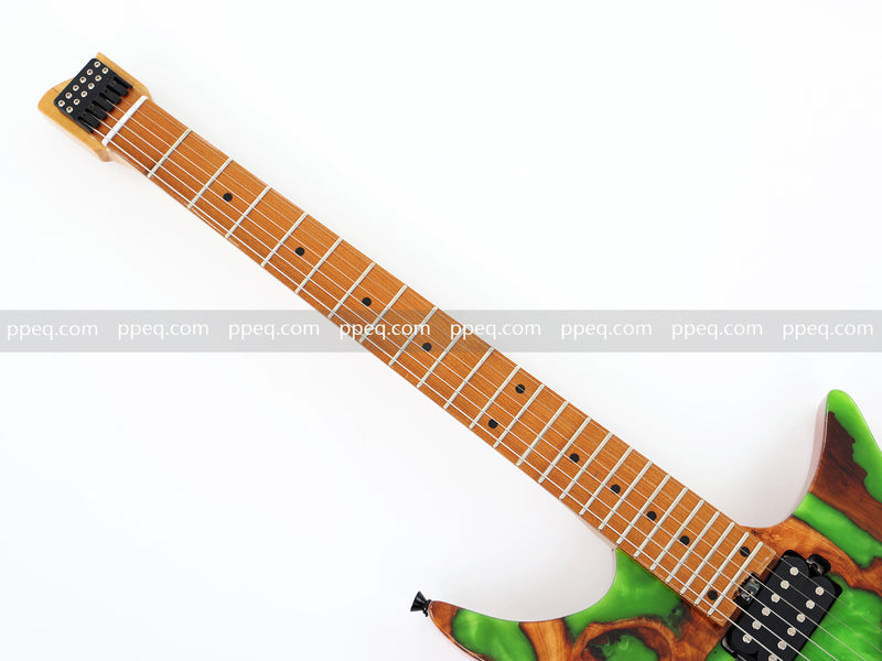 6-String Tapered Neck ResinBurl Body Headless Electric Guitar (PHG-012)