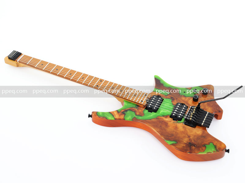 6-String Tapered Neck ResinBurl Body Headless Electric Guitar (PHG-012)