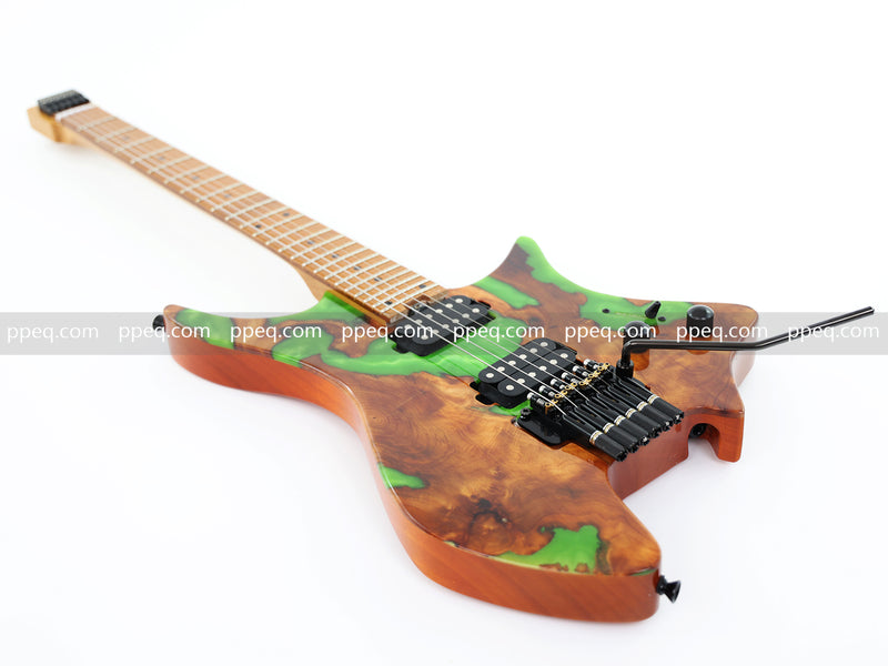 6-String Tapered Neck ResinBurl Body Headless Electric Guitar (PHG-012)