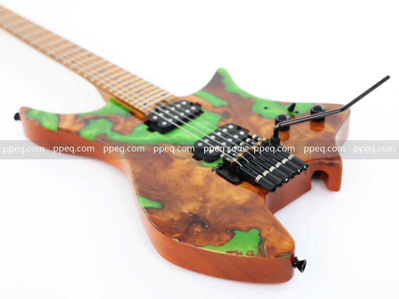6-String Tapered Neck ResinBurl Body Headless Electric Guitar (PHG-012)