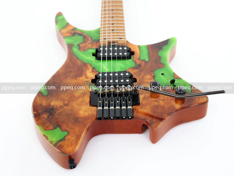 6-String Tapered Neck ResinBurl Body Headless Electric Guitar (PHG-012)