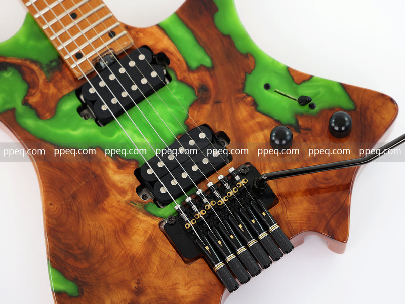 6-String Tapered Neck ResinBurl Body Headless Electric Guitar (PHG-012)