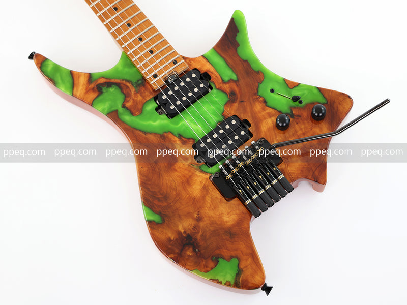6-String Tapered Neck ResinBurl Body Headless Electric Guitar (PHG-012)