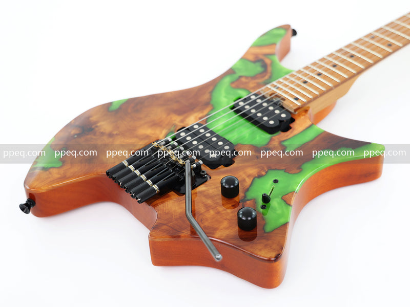6-String Tapered Neck ResinBurl Body Headless Electric Guitar (PHG-012)