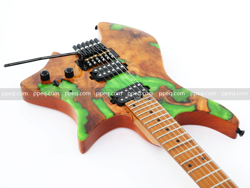 6-String Tapered Neck ResinBurl Body Headless Electric Guitar (PHG-012)