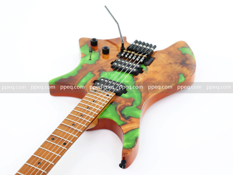 6-String Tapered Neck ResinBurl Body Headless Electric Guitar (PHG-012)