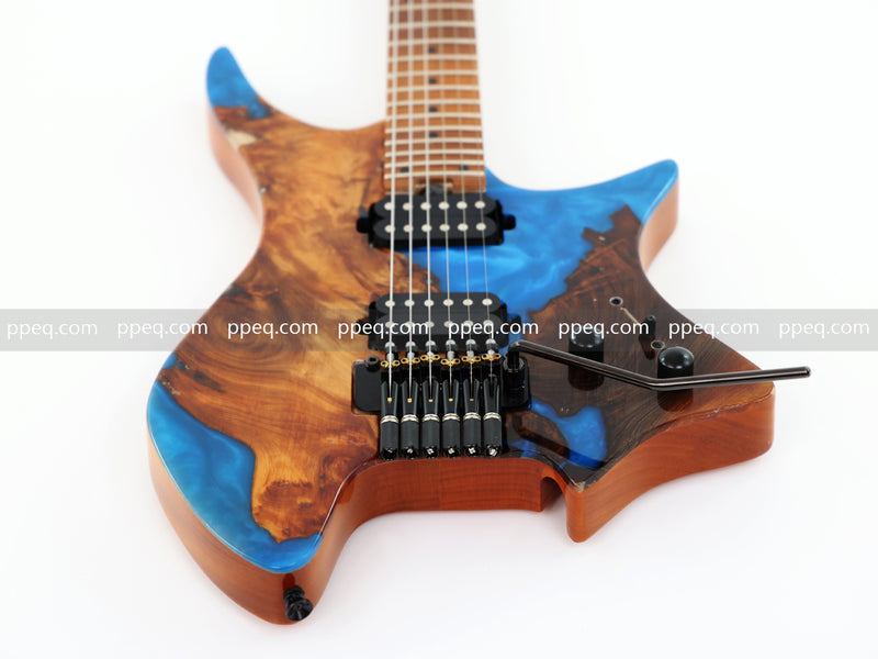 6-String Tapered Neck ResinBurl Body Headless Electric Guitar (PHG-013)