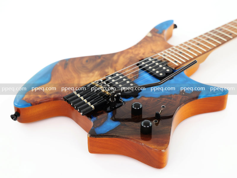 6-String Tapered Neck ResinBurl Body Headless Electric Guitar (PHG-013)