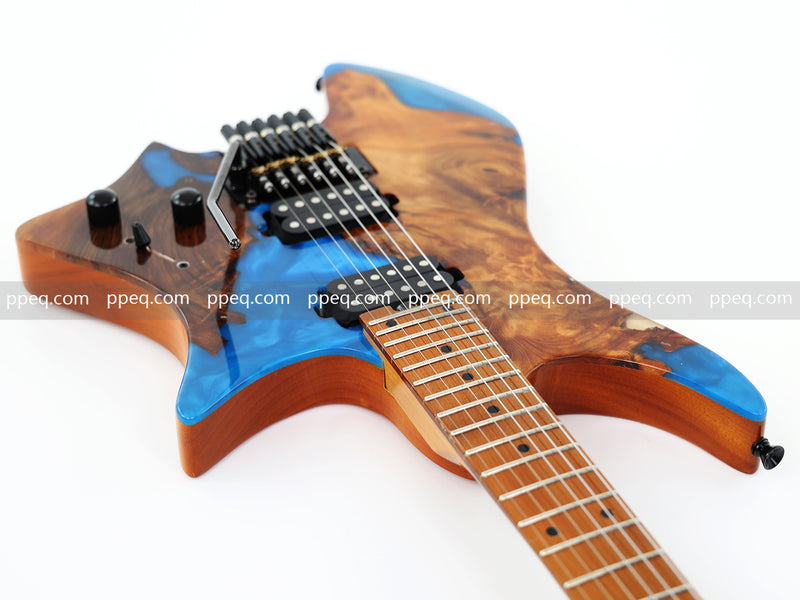 6-String Tapered Neck ResinBurl Body Headless Electric Guitar (PHG-013)