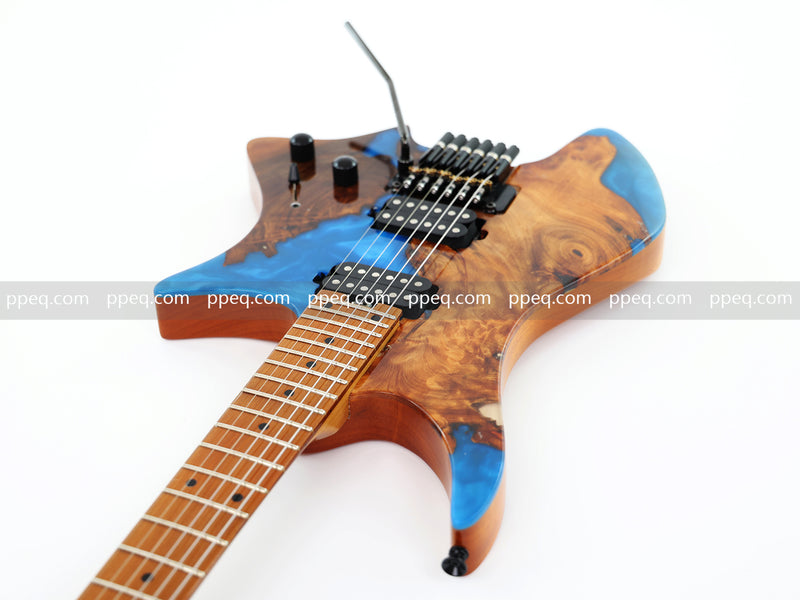 6-String Tapered Neck ResinBurl Body Headless Electric Guitar (PHG-013)