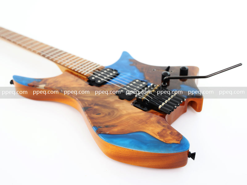 6-String Tapered Neck ResinBurl Body Headless Electric Guitar (PHG-013)