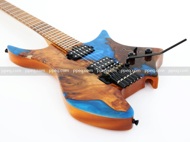 6-String Tapered Neck ResinBurl Body Headless Electric Guitar (PHG-013)