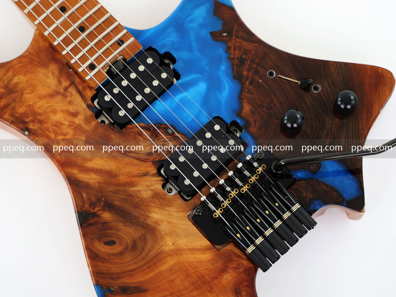 6-String Tapered Neck ResinBurl Body Headless Electric Guitar (PHG-013)