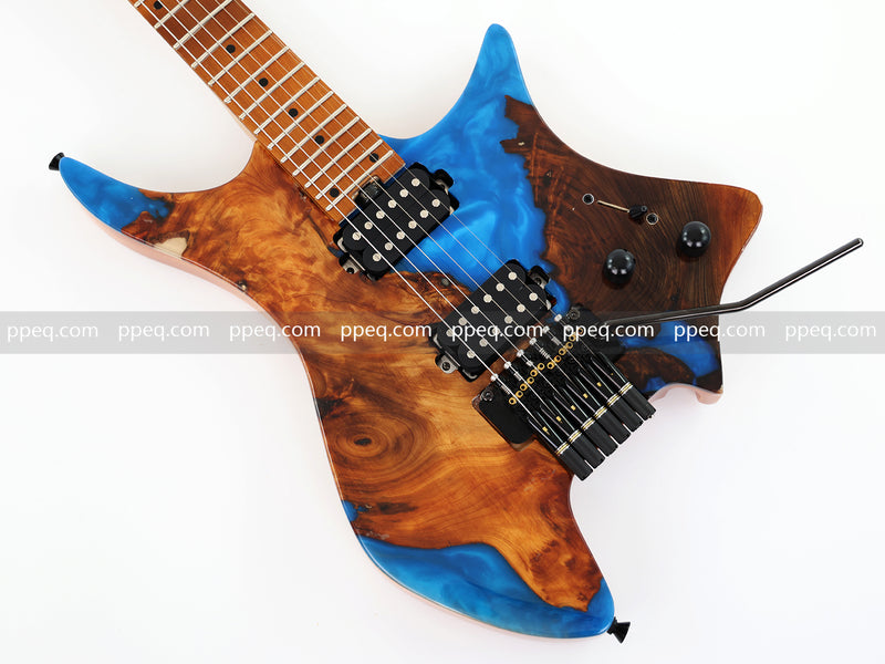 6-String Tapered Neck ResinBurl Body Headless Electric Guitar (PHG-013)
