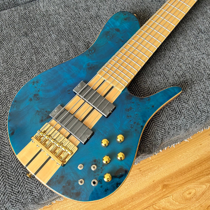 6 Strings Ash Wood Body Neck Through Bass Guitar (GKS-002)