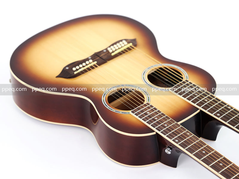 6+12 String Double Neck Acoustic Guitar with Gloss Vintage Tobacco Sunburst Finish (PDN-1216)