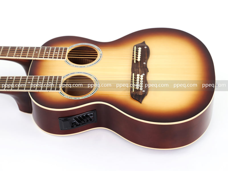 6+12 String Double Neck Acoustic Guitar with Gloss Vintage Tobacco Sunburst Finish (PDN-1216)