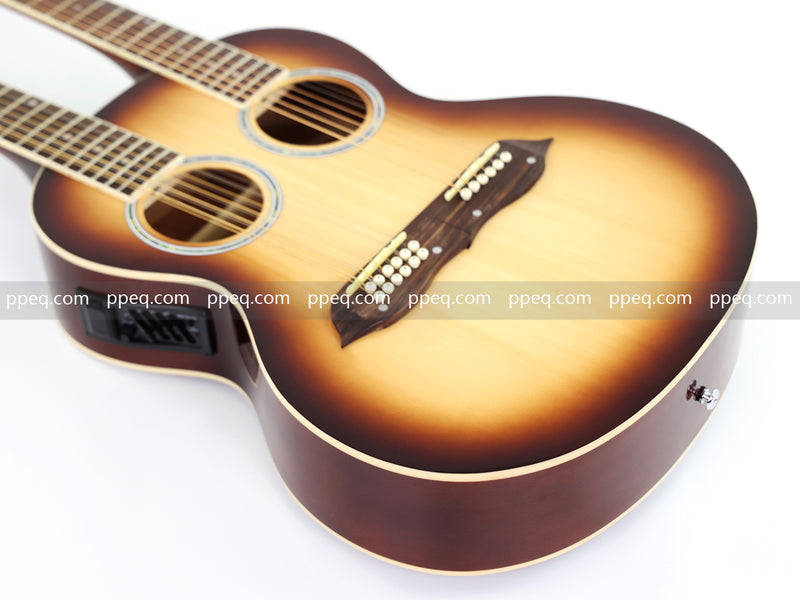 6+12 String Double Neck Acoustic Guitar with Gloss Vintage Tobacco Sunburst Finish (PDN-1216)