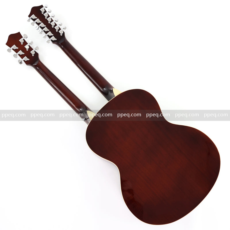 6+12 String Double Neck Acoustic Guitar with Gloss Vintage Tobacco Sunburst Finish (PDN-1216)