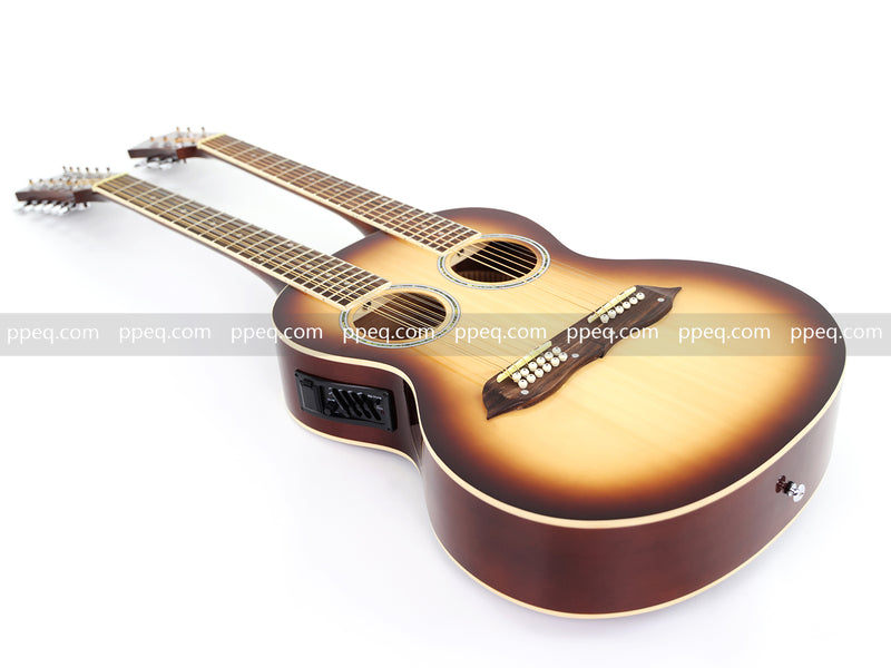 6+12 String Double Neck Acoustic Guitar with Gloss Vintage Tobacco Sunburst Finish (PDN-1216)