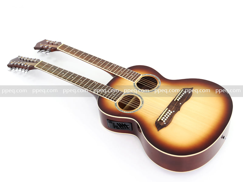 6+12 String Double Neck Acoustic Guitar with Gloss Vintage Tobacco Sunburst Finish (PDN-1216)