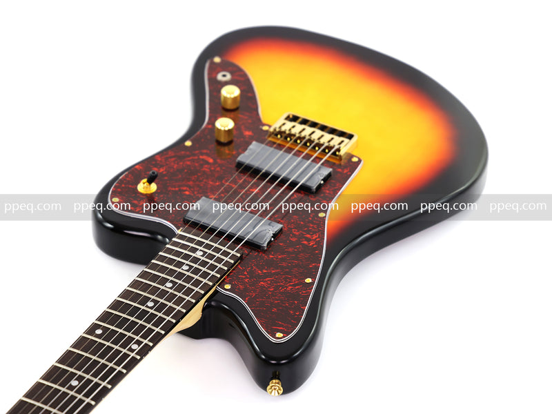 7-String Jaguar Style Offset Body Custom Electric Guitar with Gloss Sunburst Finish (GKS-067)