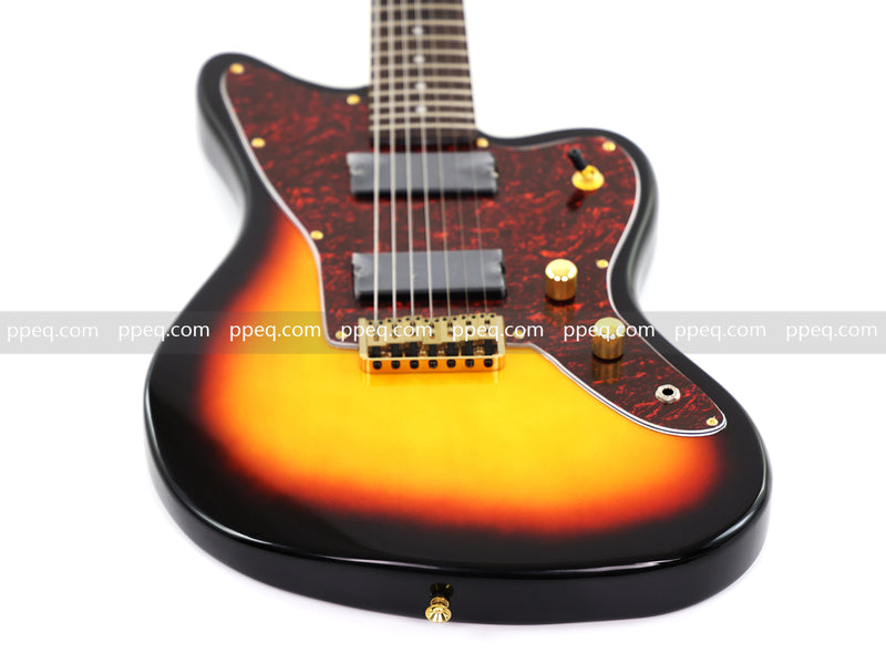 7-String Jaguar Style Offset Body Custom Electric Guitar with Gloss Sunburst Finish (GKS-067)