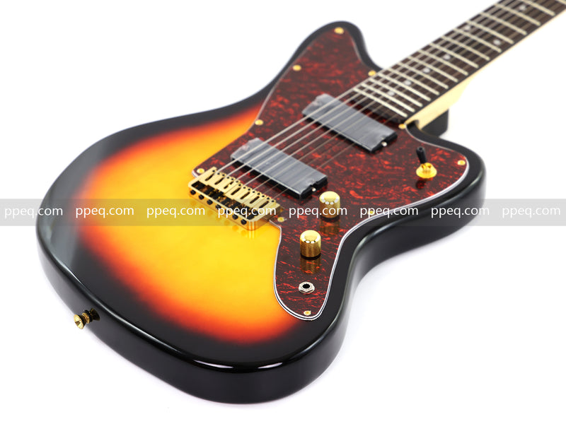 7-String Jaguar Style Offset Body Custom Electric Guitar with Gloss Sunburst Finish (GKS-067)