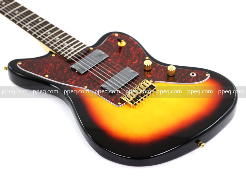 7-String Jaguar Style Offset Body Custom Electric Guitar with Gloss Sunburst Finish (GKS-067)