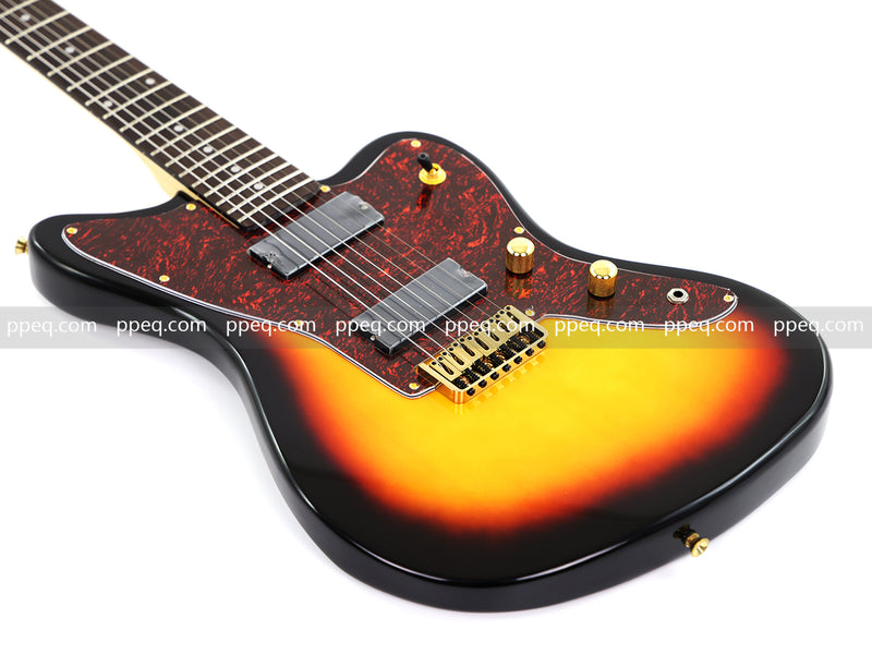 7-String Jaguar Style Offset Body Custom Electric Guitar with Gloss Sunburst Finish (GKS-067)