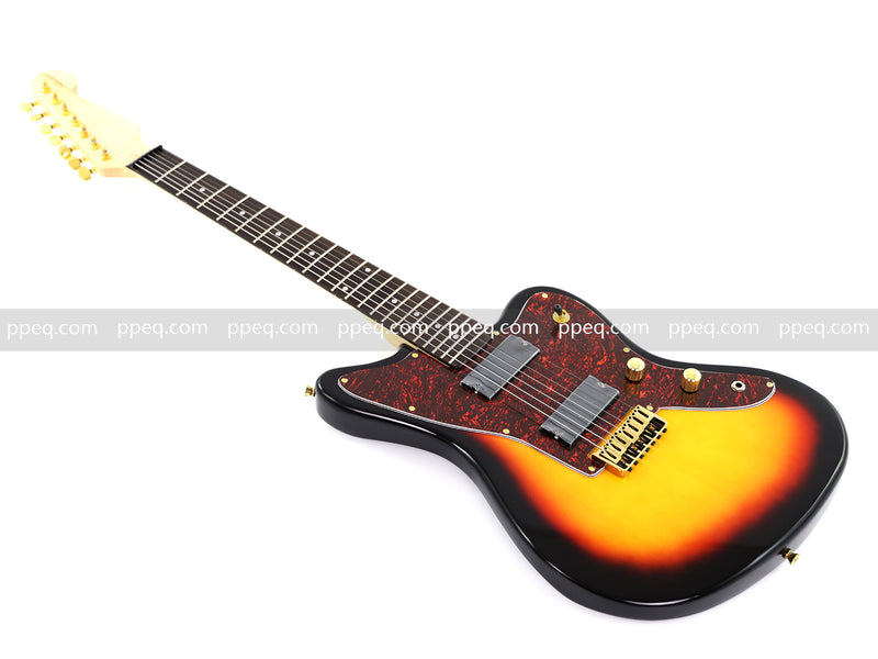 7-String Jaguar Style Offset Body Custom Electric Guitar with Gloss Sunburst Finish (GKS-067)