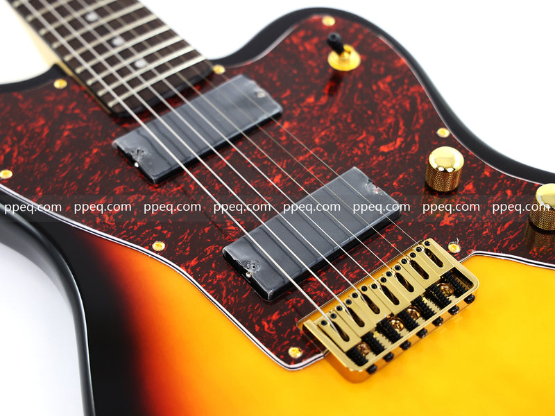 7-String Jaguar Style Offset Body Custom Electric Guitar with Gloss Sunburst Finish (GKS-067)