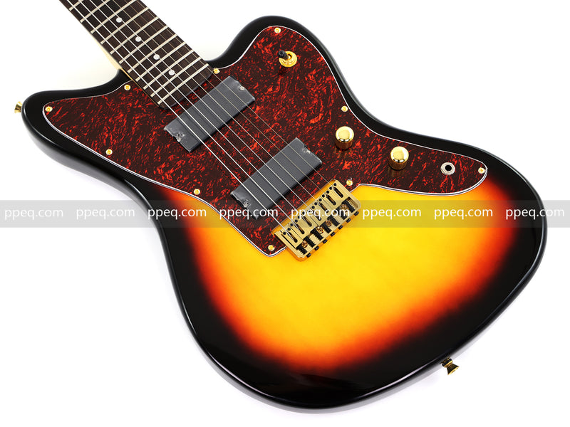 7-String Jaguar Style Offset Body Custom Electric Guitar with Gloss Sunburst Finish (GKS-067)