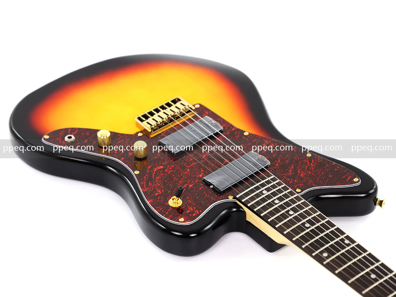 7-String Jaguar Style Offset Body Custom Electric Guitar with Gloss Sunburst Finish (GKS-067)