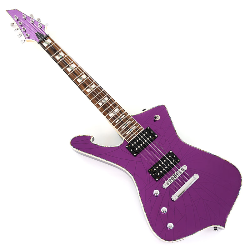 7-String Left-Handed Electric Guitar with Cracked Purple Mirror Top (PIB-125)