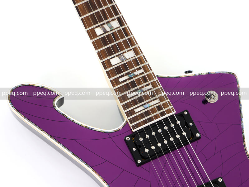 7-String Left-Handed Electric Guitar with Cracked Purple Mirror Top (PIB-125)