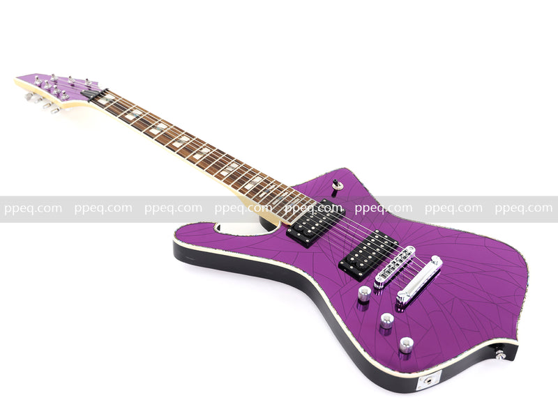 7-String Left-Handed Electric Guitar with Cracked Purple Mirror Top (PIB-125)