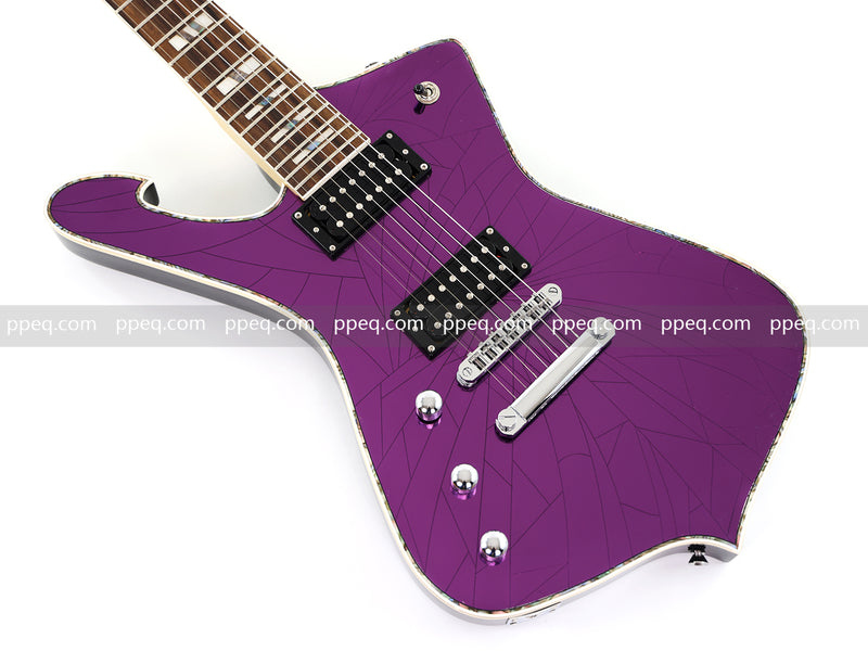 7-String Left-Handed Electric Guitar with Cracked Purple Mirror Top (PIB-125)