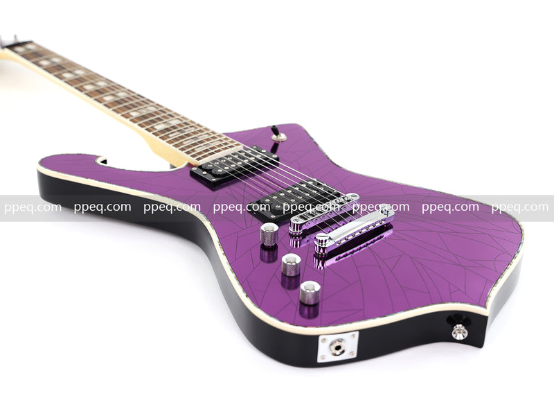 7-String Left-Handed Electric Guitar with Cracked Purple Mirror Top (PIB-125)