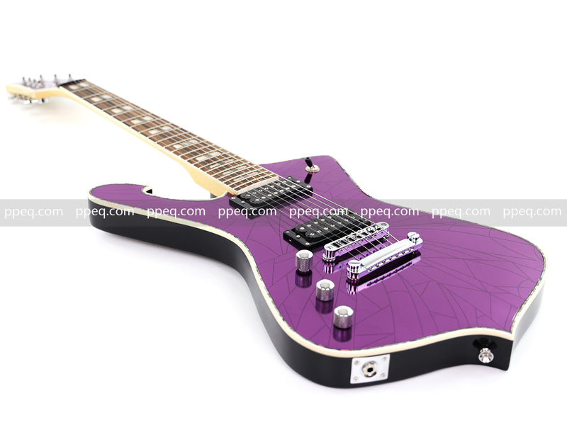 7-String Left-Handed Electric Guitar with Cracked Purple Mirror Top (PIB-125)