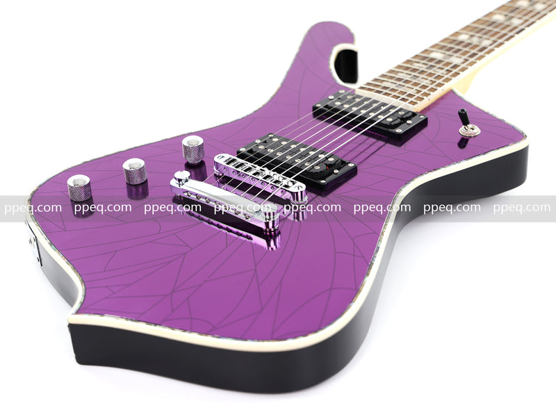 7-String Left-Handed Electric Guitar with Cracked Purple Mirror Top (PIB-125)