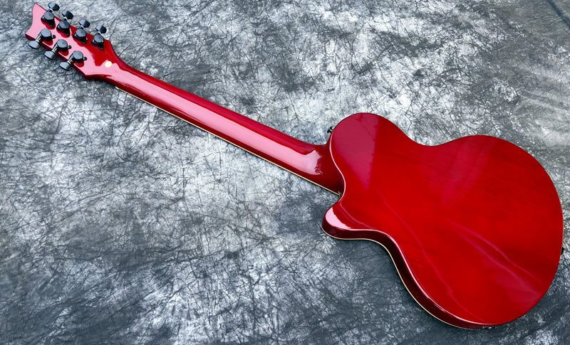 7-String Semi-Hollow Body Electric Guitar with Gloss Cherry Sunburst Finish (YMZ-262)