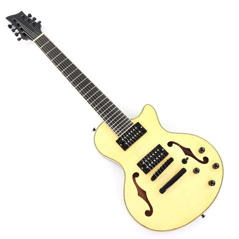 7-String Semi-Hollow Body Electric Guitar with Gloss Natural Finish (YMZ-010)