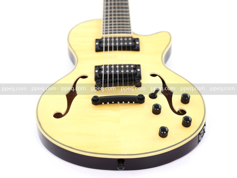 7-String Semi-Hollow Body Electric Guitar with Gloss Natural Finish (YMZ-010)