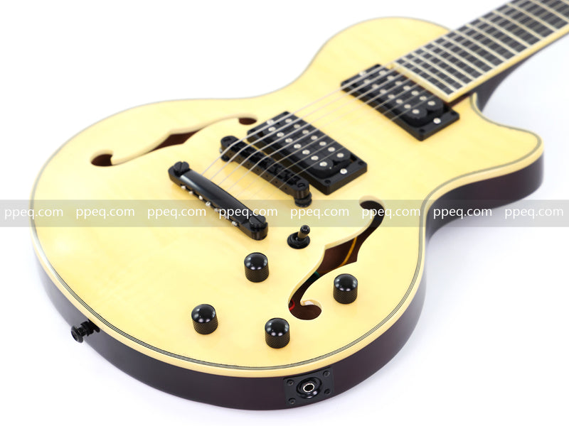7-String Semi-Hollow Body Electric Guitar with Gloss Natural Finish (YMZ-010)